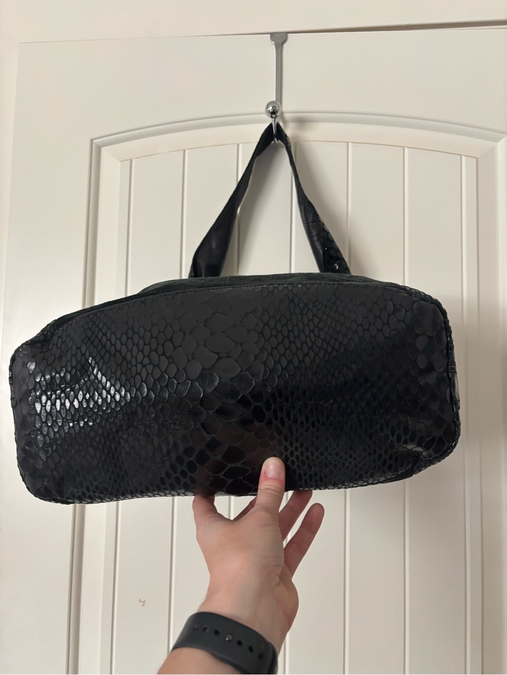 Miss Mak Vintage Black Genuine Leather Hobo Bag Montreal Y2K - Picture 2 of 7